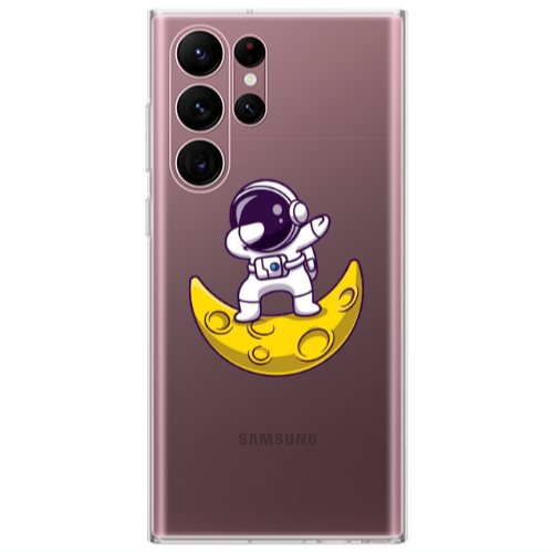 Samsung S22 Ultra Astronaut on the moon Transparent Silicone TPU Θήκη