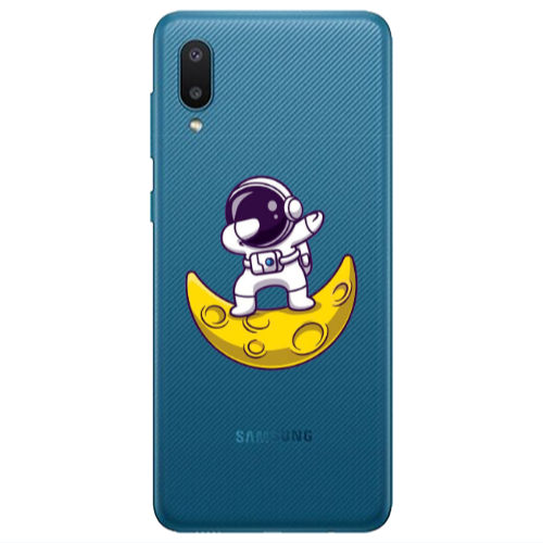 Samsung A02 Astronaut on the moon Transparent Silicone TPU Θήκη