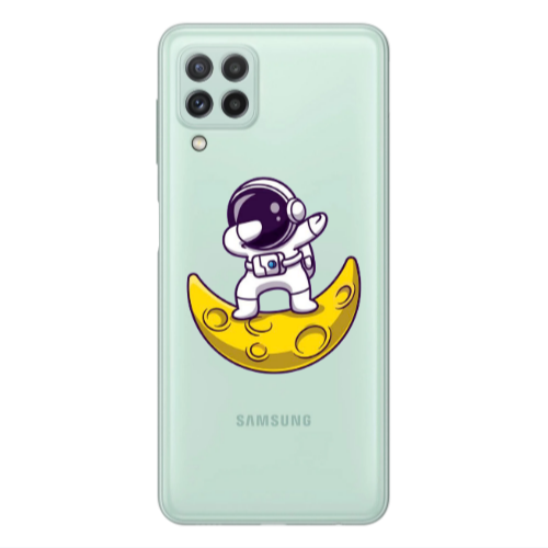 Samsung A22 4G Astronaut on the moon Transparent Silicone TPU Θήκη