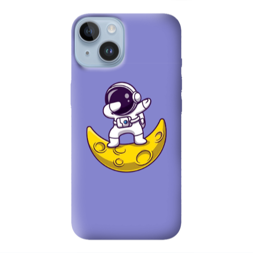 Apple iPhone 14  Astronaut on the moon Purple Colored Silicone TPU Θήκη