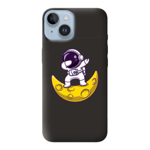Apple iPhone 14  Astronaut on the moon Black Colored Silicone TPU Θήκη