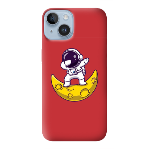 Apple iPhone 14 Plus Astronaut on the moon Red Colored Silicone TPU Θήκη