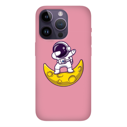 Apple iPhone 14 Pro  Astronaut on the moon Pink Colored Silicone TPU Θήκη