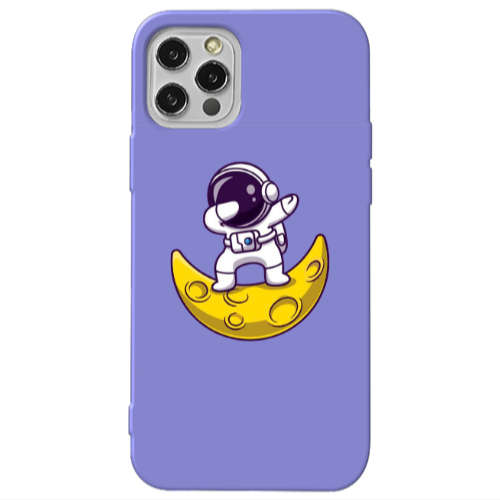 Apple iPhone 13 Pro Astronaut on the moon Purple Colored Silicone TPU Θήκη