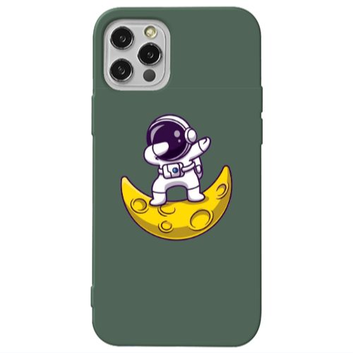 Apple iPhone 13 Pro Astronaut on the moon Dark Green Colored Silicone TPU Θήκη