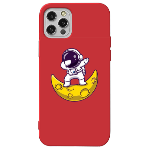 Apple iPhone 12 Pro Astronaut on the moon Red Colored Silicone TPU Θήκη