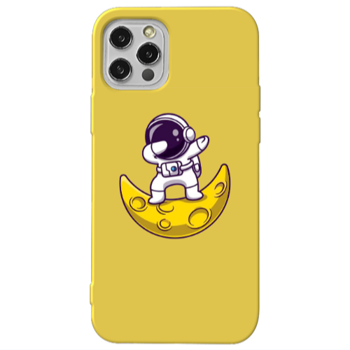 Apple iPhone 12 Pro Astronaut on the moon Yellow Colored Silicone TPU Θήκη