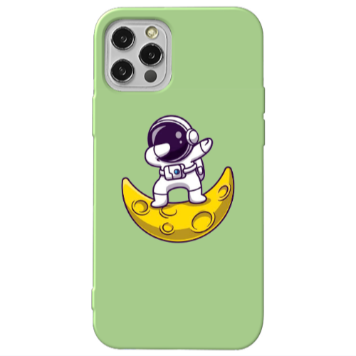 Apple iPhone 12 Pro Astronaut on the moon Light Green Colored Silicone TPU Θήκη