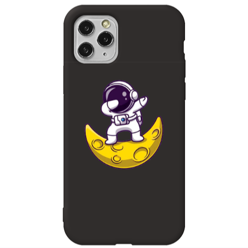 Apple iPhone 11 Pro Max Astronaut on the moon Black Colored Silicone TPU Θήκη