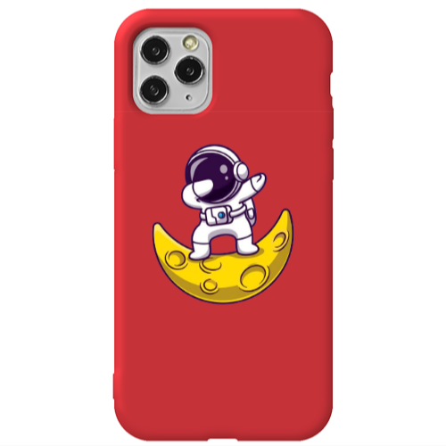 Apple iPhone 11 Pro Max Astronaut on the moon Red Colored Silicone TPU Θήκη