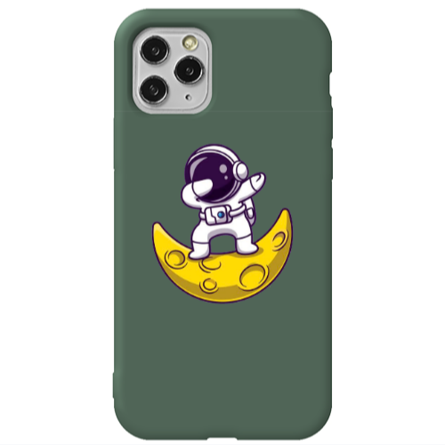 Apple iPhone 11 Pro Max Astronaut on the moon Dark Green Colored Silicone TPU Θήκη