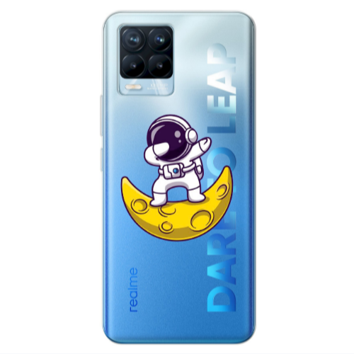 Realme 8 Pro Astronaut on the moon Transparent Silicone TPU Θήκη