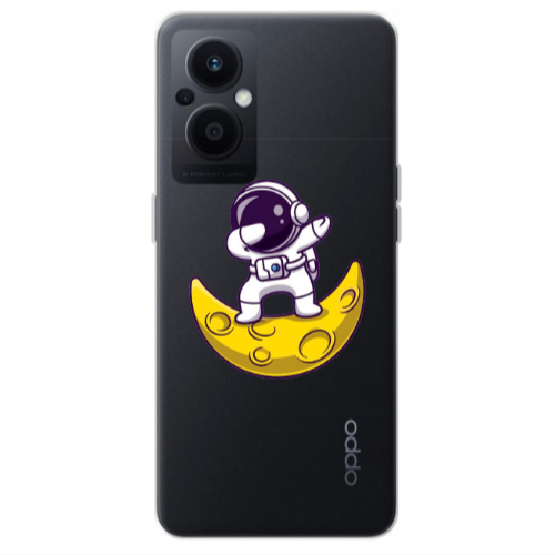 Oppo Reno 7 Lite Astronaut on the moon Transparent Silicone TPU Θήκη
