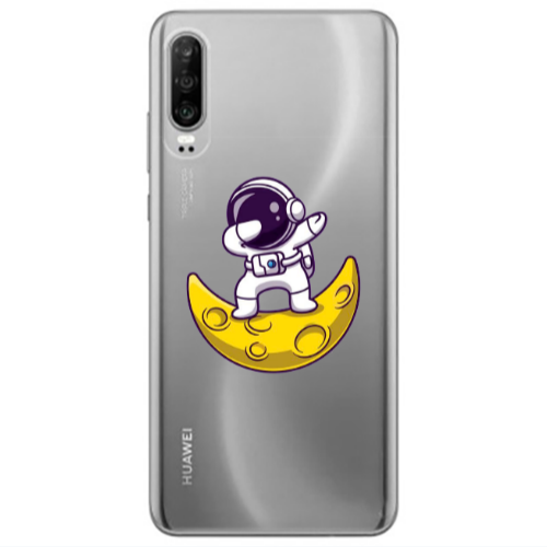 Huawei P30 Astronaut on the moon Transparent Silicone TPU Θήκη
