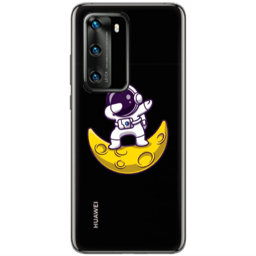 Huawei P40 Astronaut on the moon Transparent Silicone TPU Θήκη