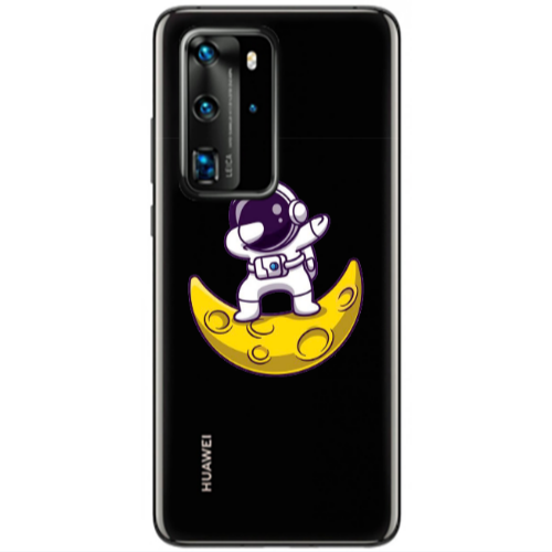 Huawei P40 Pro Astronaut on the moon Transparent Silicone TPU Θήκη