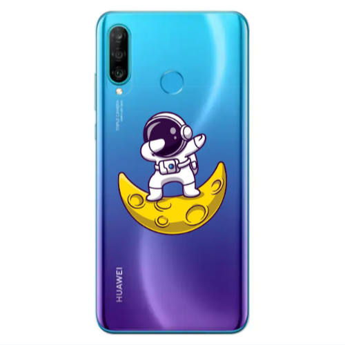Huawei P30 Lite Astronaut on the moon Transparent Silicone TPU Θήκη