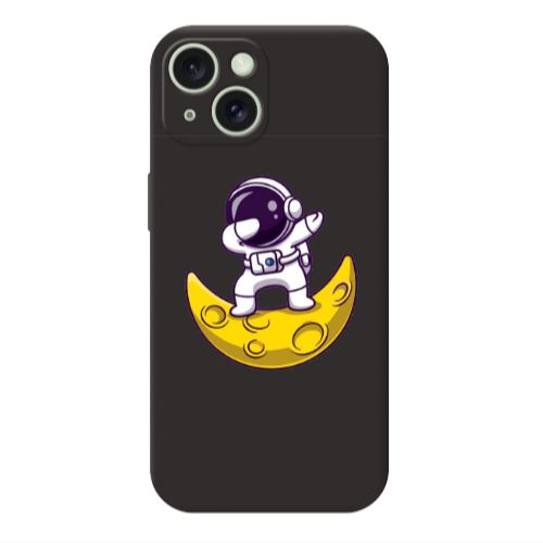 Apple iPhone 15 Astronaut on the moon Black Colored Silicone TPU Θήκη