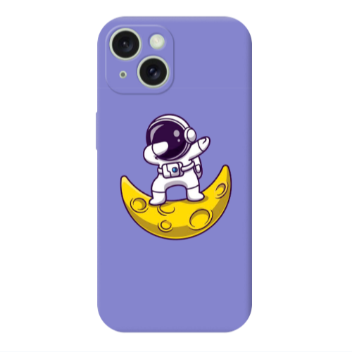 Apple iPhone 15 Plus Astronaut on the moon Purple Colored Silicone TPU Θήκη