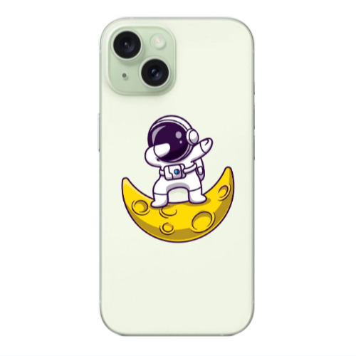Apple iPhone 15 Plus Astronaut on the moon Transparent Silicone TPU Θήκη