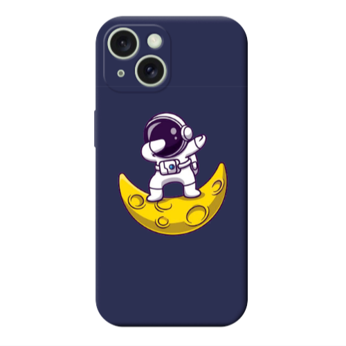 Apple iPhone 15 Plus Astronaut on the moon Dark blue Colored Silicone TPU Θήκη