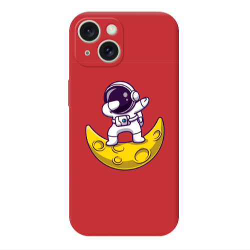 Apple iPhone 15 Plus Astronaut on the moon Red Colored Silicone TPU Θήκη