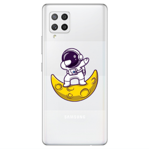 Samsung A42 5G Astronaut on the moon Transparent Silicone TPU Θήκη