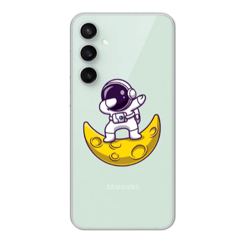 Samsung S24 Astronaut on the moon Transparent Silicone TPU Θήκη