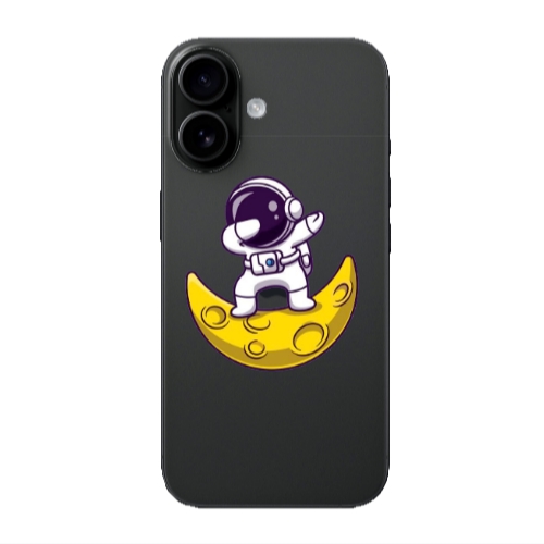 Apple Iphone 16 Astronaut on the moon Transparent Silicone TPU Θήκη