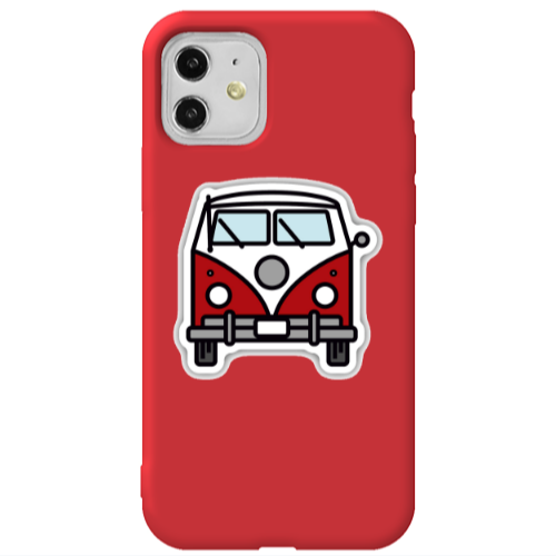 Apple iPhone 11  Minibus Red Colored Silicone TPU Θήκη
