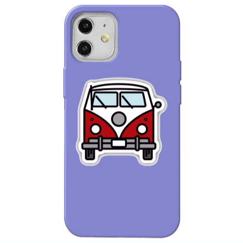 Apple iPhone 12 Minibus Purple Colored Silicone TPU Θήκη