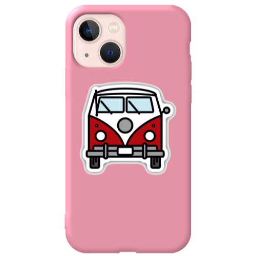 Apple iPhone 13 Minibus Pink Colored Silicone TPU Θήκη