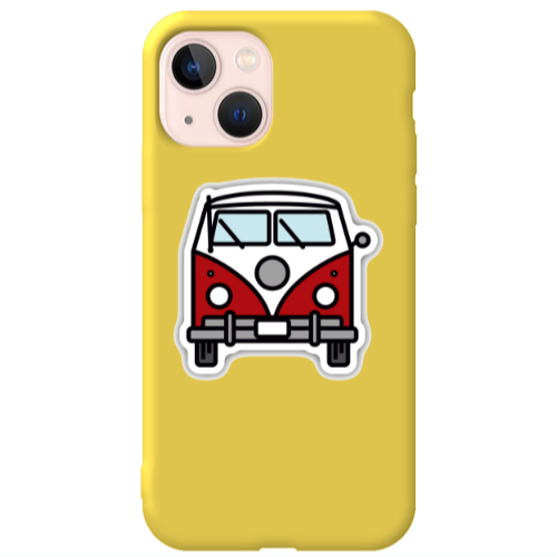 Apple iPhone 13 Minibus Yellow Colored Silicone TPU Θήκη
