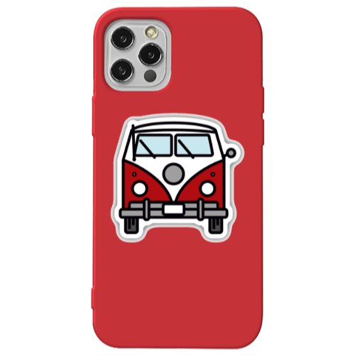 Apple iPhone 12 Pro Minibus Red Colored Silicone TPU Θήκη