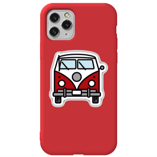Apple iPhone 11 Pro Max Minibus Red Colored Silicone TPU Θήκη