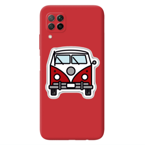 Huawei P40 Lite Minibus Red Colored Silicone TPU Θήκη