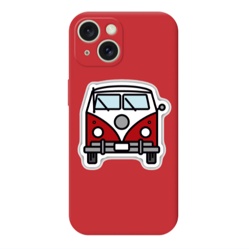 Apple iPhone 15 Minibus Red Colored Silicone TPU Θήκη
