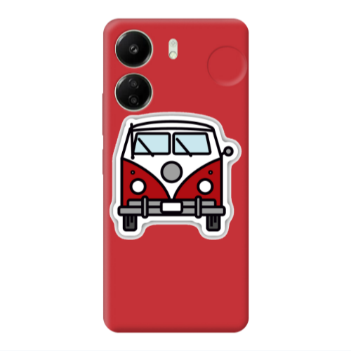Xiaomi Redmi 13C Minibus Red Colored Silicone TPU Θήκη